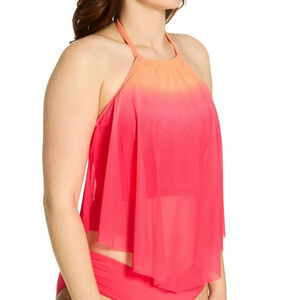 Coco Reef Aura Ombre Mesh Overlay Underwire Tankini Top Swim Separates 36 DD